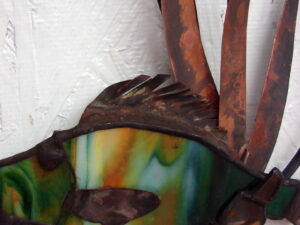 Stained Glass Copper Underwater Fish Hanger Cattails Fishing Cabin Decor