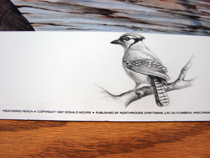 Don Moore Weathered Perch Blue Jay Print Remarque #2/600, Moose-R-Us.Com Log Cabin Decor