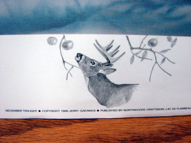 Jerry Gadamus December Twilight Whitetail Deer Buck Print Remarque #2/600, Moose-R-Us.Com Log Cabin Decor