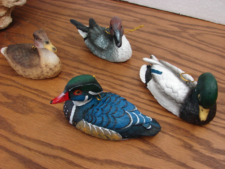 Large Set/4 Duck Decoy Ornaments Hunting Wildlife Theme, Moose-R-Us.Com Log Cabin Decor
