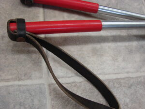 Vintage 1950's Aluminum Ski Poles Bright Red Grips and Baskets Ski Lodge Wall Hanging Decor