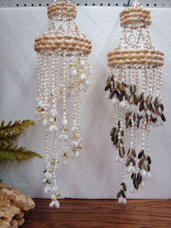 Real Seashell Spiral Stairway Bubble Shell Windchime Wind Chimes, Moose-R-Us.Com Log Cabin Decor
