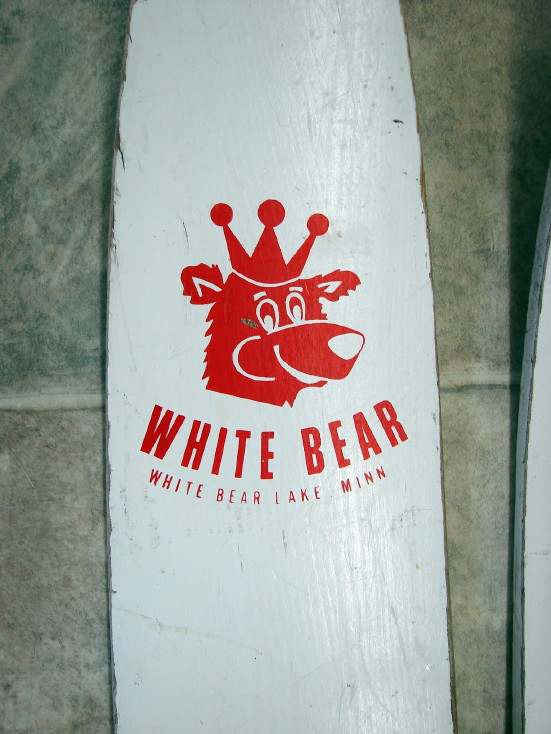 Vintage Waterski Pair White Bear Retro Water Skis Red White Lake Wall Decor, Moose-R-Us.Com Log Cabin Decor