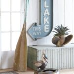 Oversized Rustic Tin Lake This Way Arrow Sign Retro Cabin Decor - Image 3