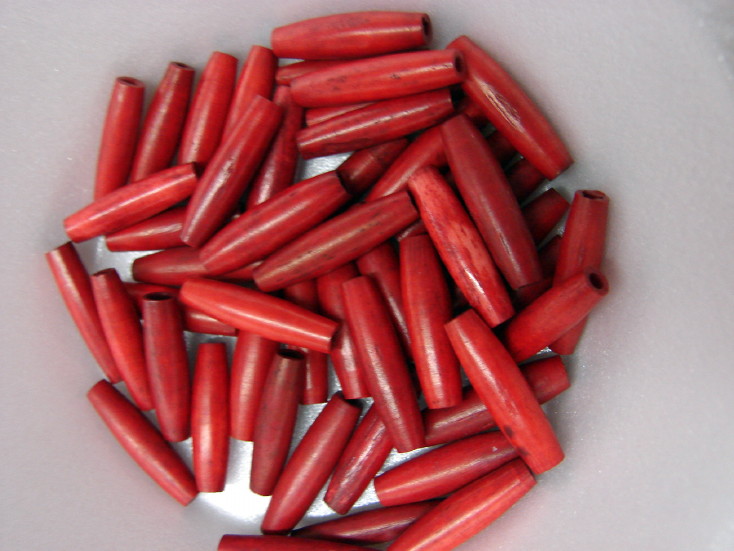 1" long. 25 pc OVAL RED 25 mm HORN HAIR PIPE 