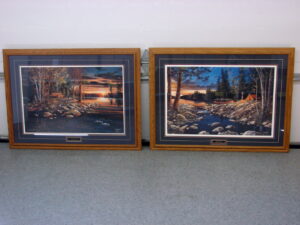 Jim Hansel Oversized Sofa Size Loon Lake Tent Camp Campfire Framed Matted Artwork
