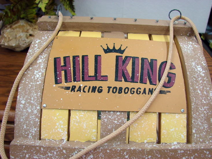 Display Winter Snow Sled Wooden Toboggan Hill King Wall Hanger, Moose-R-Us.Com Log Cabin Decor