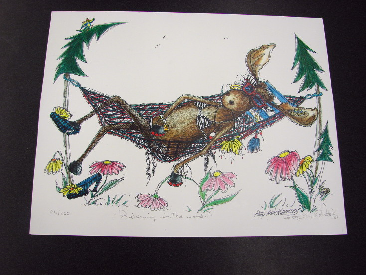 Whimsical Pencil Drawing Artwork Patty Ann Kobetsky Humorous Wildlife, Moose-R-Us.Com Log Cabin Decor