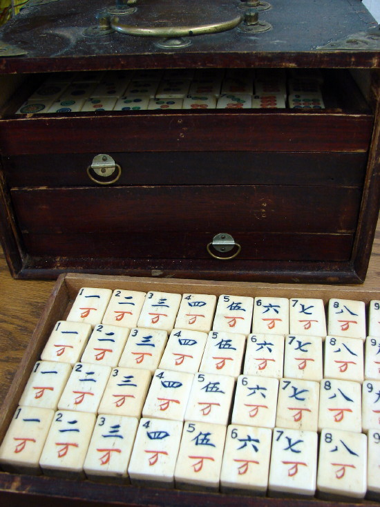 Antique Mahjong Bone Bamboo Game