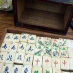 Antique Mah-Jongg Ivory/Bamboo Tile Game with Original Wooden Box Mahjong - Image 9