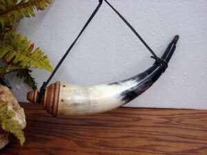 Authentic Hand Crafted Buffalo Horn Powder Horn Carved Western Decor