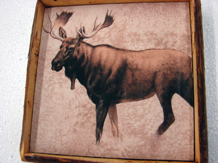 Wildlife Artwork Tile Picture Red Cedar Reclaimed Barn Board Art Wall Decor, Moose-R-Us.Com Log Cabin Decor