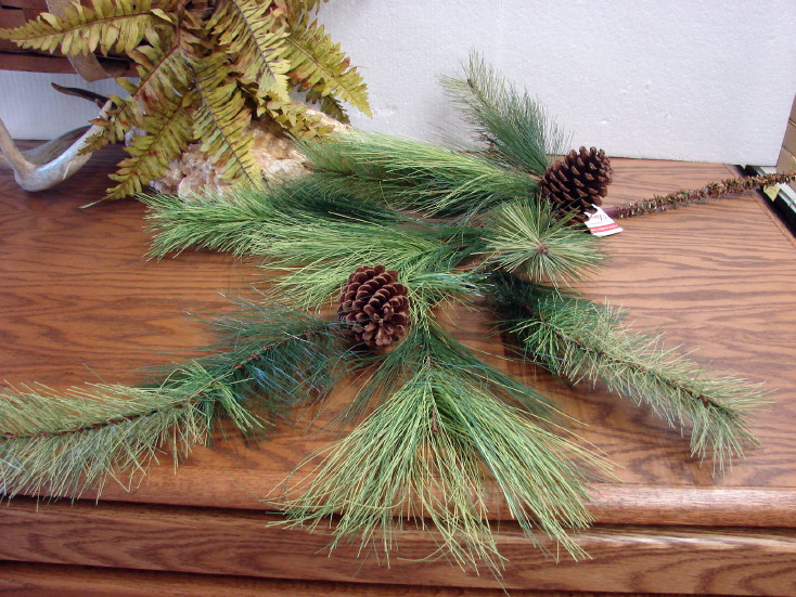 Set of 6 Artificial 15 Pine Picks wth Pinecones