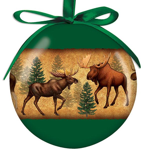 Lodge Themed Ball Ornament Artwork Bear Moose Loon Santa Canoe, Moose-R-Us.Com Log Cabin Decor