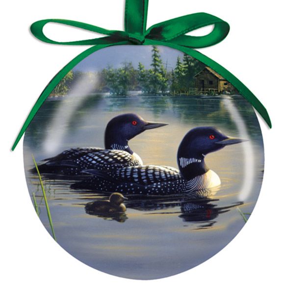 Lodge Themed Ball Ornament Artwork Bear Moose Loon Santa Canoe, Moose-R-Us.Com Log Cabin Decor