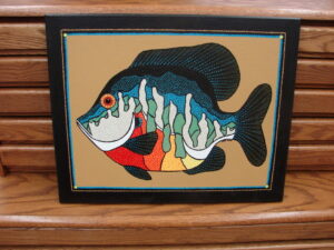 Grove Fish Works Sunfish on Canvas Wall Stylized Dot Original Painting