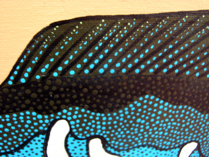 Grove Fish Works Sunfish on Canvas Wall Stylized Dot Original Painting, Moose-R-Us.Com Log Cabin Decor