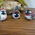 Set of 3 Detailed Resin Snow Bird Chickadee Wild Bird Ornaments - Image 2