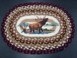 Lodge Themed Organic Natural Green Jute Woven Rug Mat Runner Placemat Coaster Set