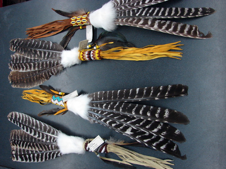 Deluxe Authentic Native American Indian Navajo Prayer Smudge Feather Fan, Moose-R-Us.Com Log Cabin Decor
