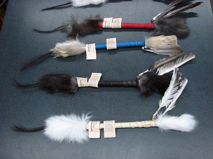 Native American Inspired Talking Stick White with Blue