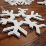 Large Frosty Snow Wood Carved Snowflake Ornament Set/3 - Image 2