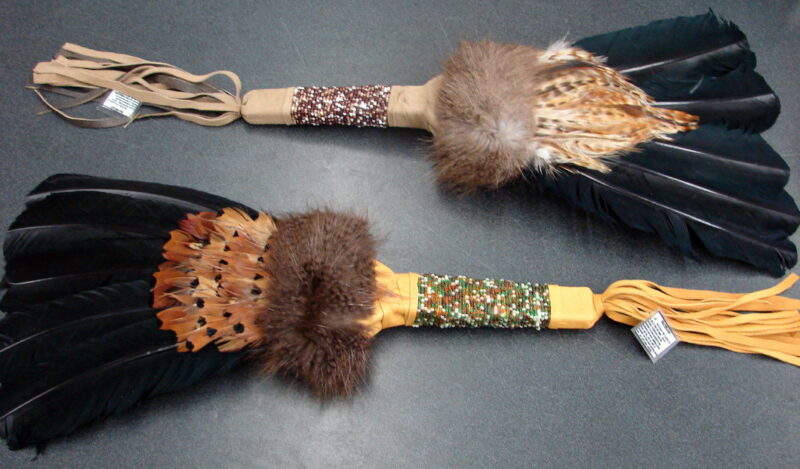 Deluxe Authentic Native American Muscogee Creek Indian Prayer Smudge Feather Fan, Moose-R-Us.Com Log Cabin Decor