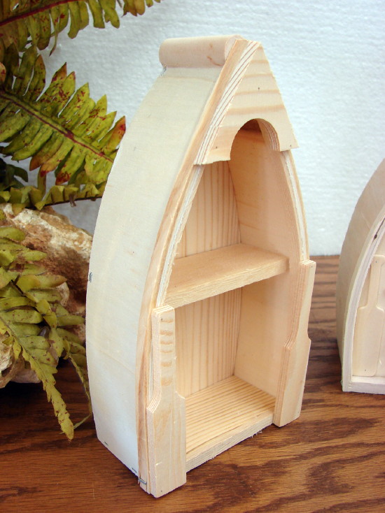 8" Wood Small Boat Shelf Unfinished Cabin Decor Craft
