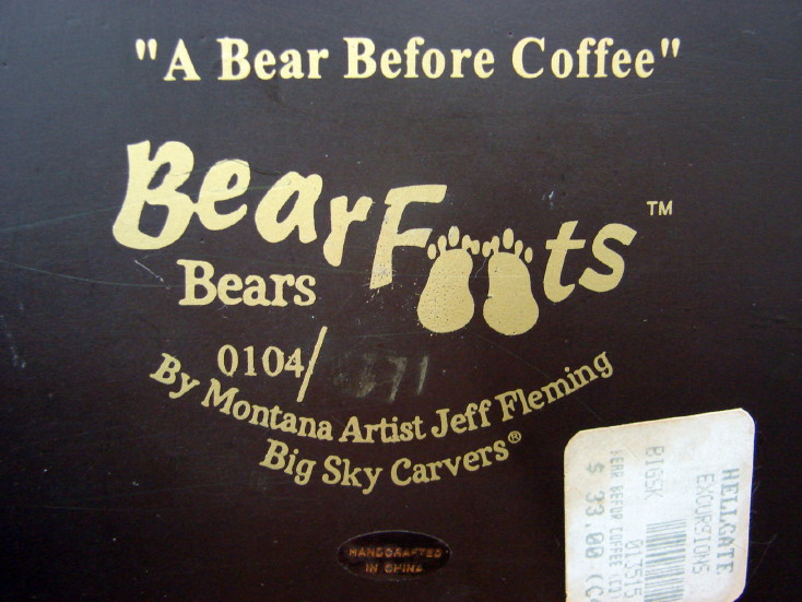 Big Sky Carvers Bearfoots Bears Jeff Fleming Bear Before Coffee Black Bear, Moose-R-Us.Com Log Cabin Decor