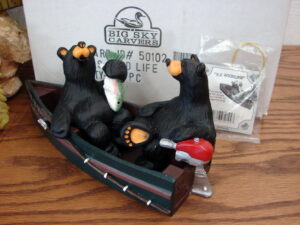 Big Sky Carvers Bearfoots Bears Jeff Fleming SS Goodlife Black Bear Fishing Boat w/ Box