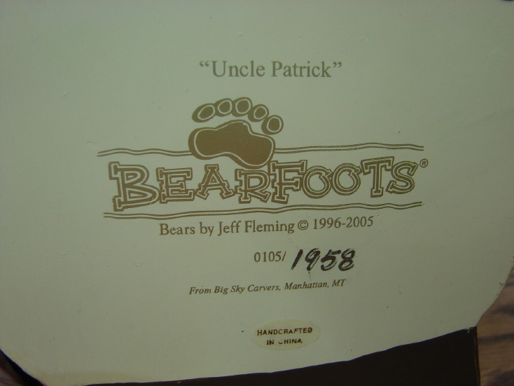 Big Sky Carvers Bearfoots Bears Jeff Fleming Uncle Patrick Black Bear w/ Box Tag, Moose-R-Us.Com Log Cabin Decor