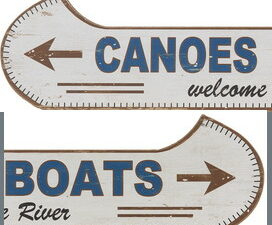 Canoe Shaped Sign Welcome to the River Boats Canoes
