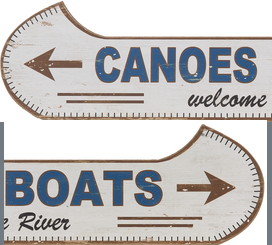 Canoe Shaped Sign Welcome to the River Boats Canoes, Moose-R-Us.Com Log Cabin Decor