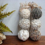 Set/3 Real Seashell Orb Sphere Seashore Nautical Decor Tropical Coastal Decorating