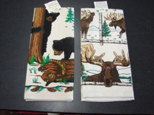 Retro Dish Towel 100% Cotton Bear Loon Moose Chickadee Cardinal Dishtowel