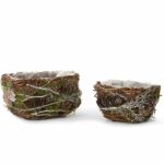 Twig Moss Pinecone Container Orb Vase Rustic Wedding Table Centerpiece - Image 3