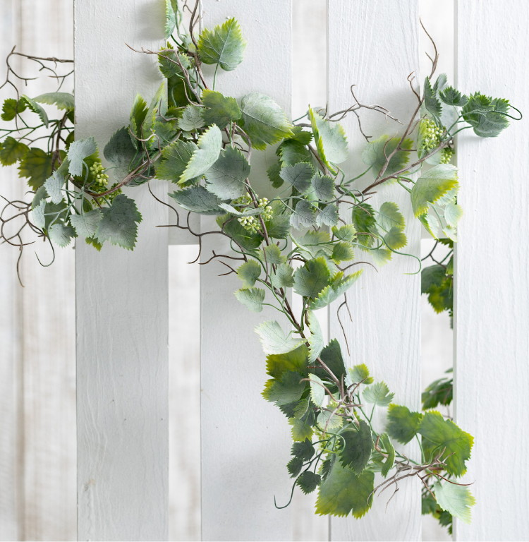 Artificial 6 Foot Long Grape Ivy Leaf Garland Realistic Vine with Twigs, Moose-R-Us.Com Log Cabin Decor
