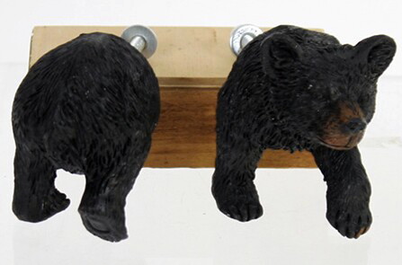 Northwoods Resin Black Bear Cabinet Hardware Pull Knob Handle Set/2 Head Rear, Moose-R-Us.Com Log Cabin Decor