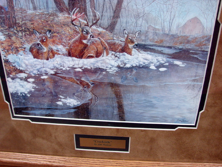 Framed Matted North American Artist Whitetail Deer Hunting Decor Picture, Moose-R-Us.Com Log Cabin Decor