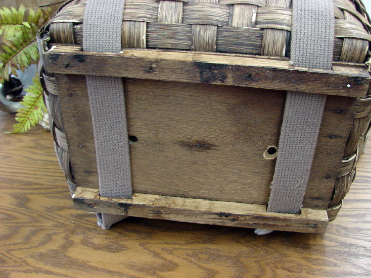 Primitive Antique Pack Basket Gathering Basket w/ Taupe Straps, Moose-R-Us.Com Log Cabin Decor