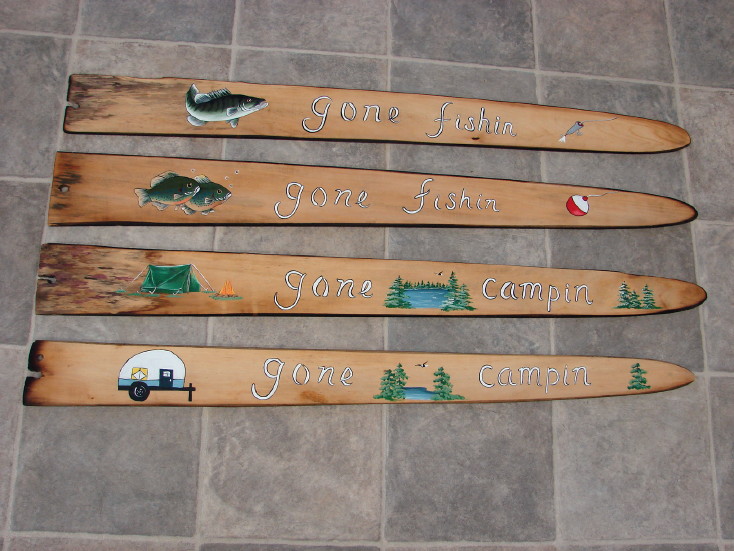 Hand Painted Antique Mink Pelt Wood Stretcher Board Welcome Sign Fishing Hunting Camping Scene, Moose-R-Us.Com Log Cabin Decor