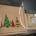NIB Pampered Chef Glass Christmas Tray Snowman Platter Tree Plate