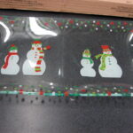 NIB Pampered Chef Glass Christmas Tray Snowman Platter Tree Plate - Image 2