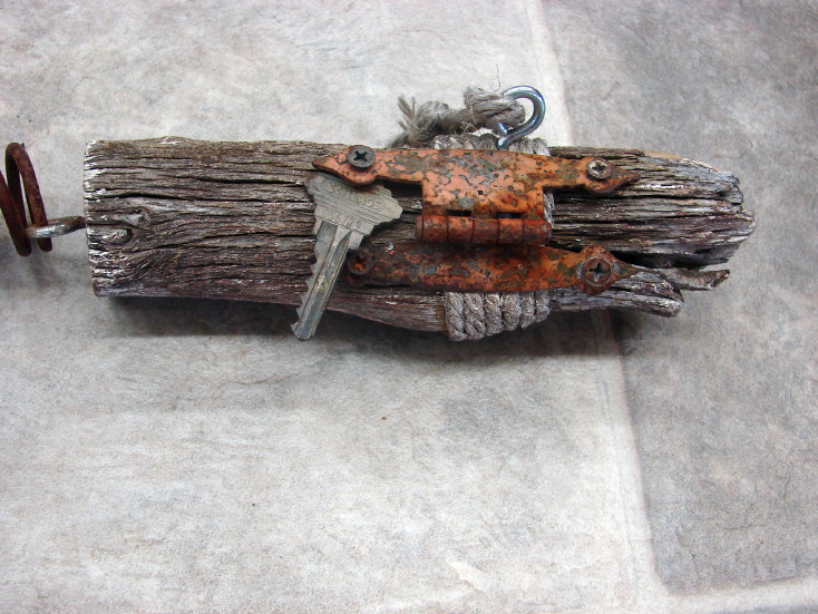 Unique One of a Kind Driftwood Hardware Rusty Gold Industrial Garland Rustic Primitive, Moose-R-Us.Com Log Cabin Decor