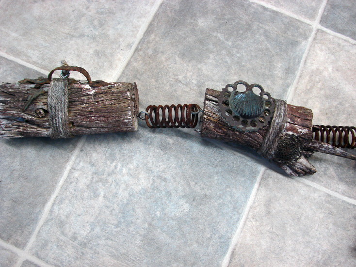 Unique One of a Kind Driftwood Hardware Rusty Gold Industrial Garland Rustic Primitive, Moose-R-Us.Com Log Cabin Decor