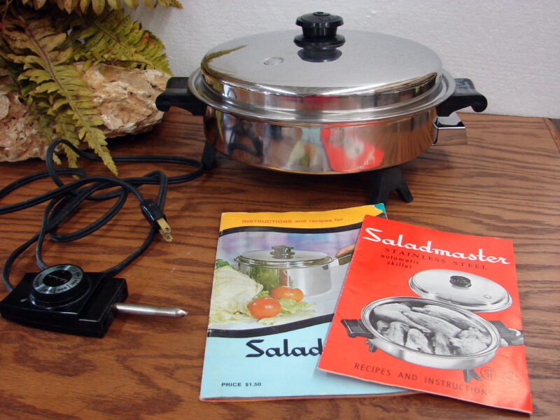 Saladmaster Tri-Clad Stainless Steel Oil Coir Electric Skillet Vintage Cookware, Moose-R-Us.Com Log Cabin Decor