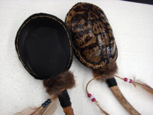 Authentic Native American Indian Turtle Shell Deer Antler Dance Rattle