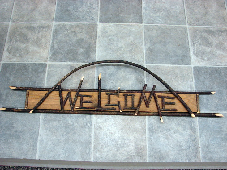 Willow Works Welcome Adirondack Twig Sign Rustic Primitive, Moose-R-Us.Com Log Cabin Decor