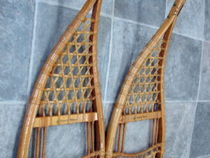 Vintage Child&#8217;s Bob Sled Original Red Paint Snow Sled Wooden Iron Runners, Moose-R-Us.Com Log Cabin Decor