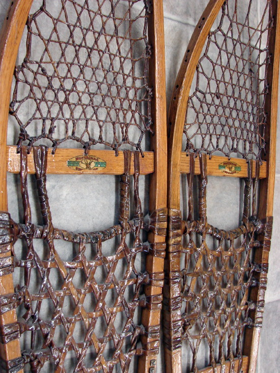 Vintage Huron Rawhide Wood Northland Ski Mfg Snowshoes NOS Gorgeous, Moose-R-Us.Com Log Cabin Decor